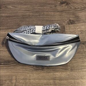 Versace Metallic Silver Waist Bag